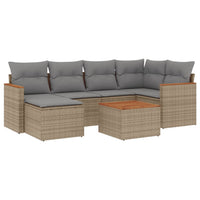 Set Divani da Giardino 7 pz con Cuscini Beige in Polyrattan 3258587