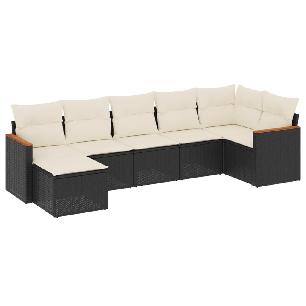 Set Divani da Giardino con Cuscini 7pz Nero Polyrattan 3258591