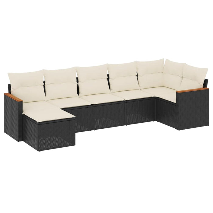 Set Divani da Giardino con Cuscini 7pz Nero Polyrattan 3258591