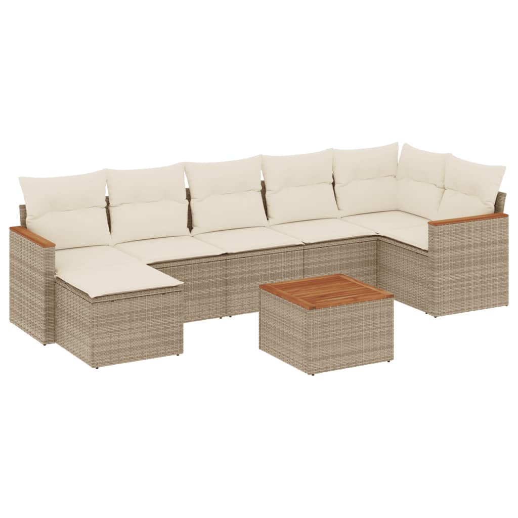 Set Divano da Giardino 8 pz con Cuscini Beige in Polyrattan 3258600