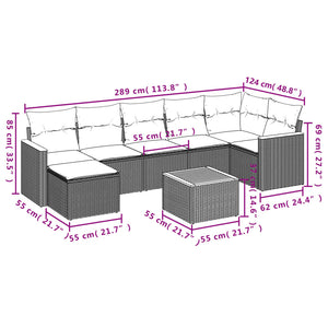 Set Divano da Giardino 8 pz con Cuscini Beige in Polyrattancod mxl 112458