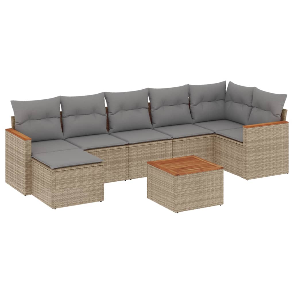 Set Divano da Giardino 8 pz con Cuscini Beige in Polyrattancod mxl 88441