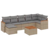 Set Divano da Giardino 8 pz con Cuscini Beige in Polyrattancod mxl 88441