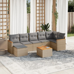 Set Divano da Giardino 8 pz con Cuscini Beige in Polyrattancod mxl 88441