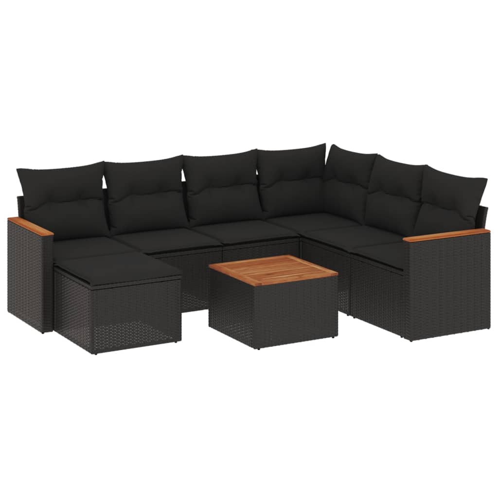 Set Divani da Giardino con Cuscini 8 pz Nero in Polyrattan 3258611