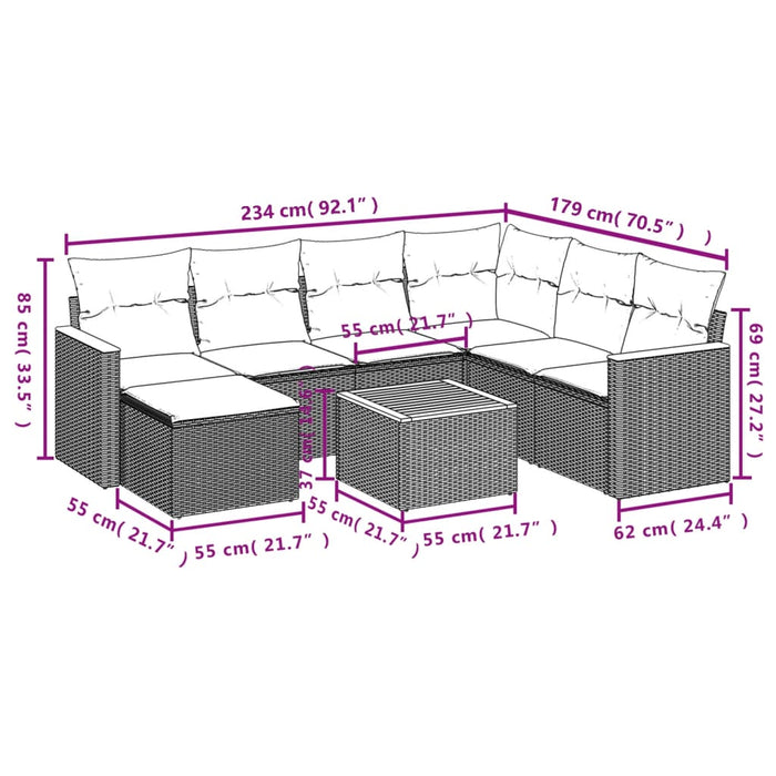 Set Divani da Giardino con Cuscini 8 pz Nero in Polyrattan 3258611