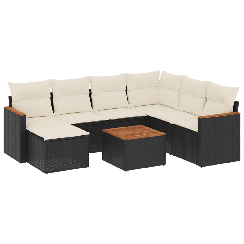 Set Divani da Giardino con Cuscini 8 pz Nero in Polyrattan 3258612