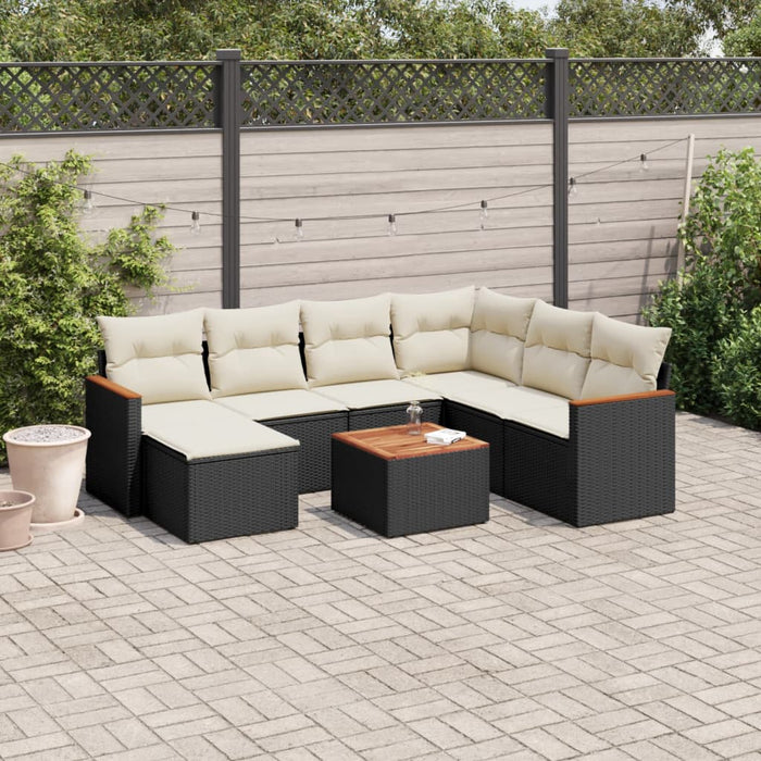 Set Divani da Giardino con Cuscini 8 pz Nero in Polyrattan 3258612