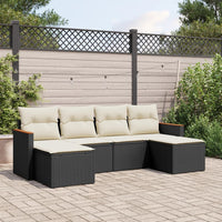 Set Divano da Giardino 6 pz con Cuscini Nero in Polyrattan 3258619