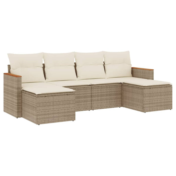 Set Divano da Giardino 6 pz con Cuscini Beige in Polyrattan 3258621