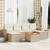 Set Divani da Giardino 7 pz con Cuscini Beige in Polyrattan 3258628