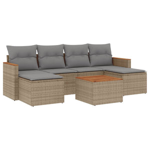 Set Divani da Giardino 7 pz con Cuscini Beige in Polyrattancod mxl 88540