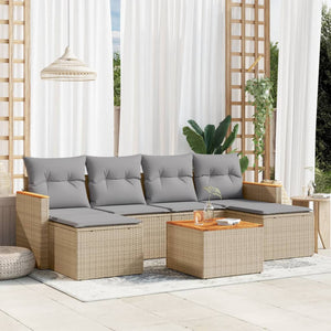 Set Divani da Giardino 7 pz con Cuscini Beige in Polyrattancod mxl 88540