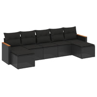 Set Divani da Giardino con Cuscini 7pz Nero Polyrattan 3258632