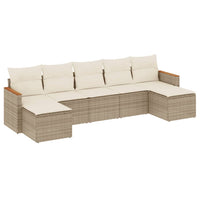 Set Divani da Giardino 7 pz con Cuscini Beige in Polyrattancod mxl 114299