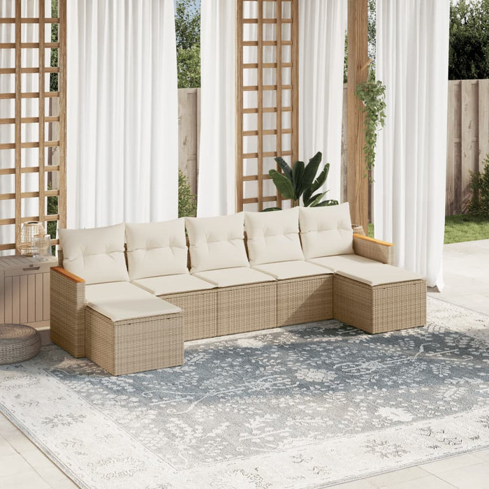 Set Divani da Giardino 7 pz con Cuscini Beige in Polyrattancod mxl 114299