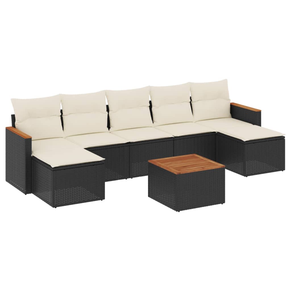 Set Divani da Giardino con Cuscini 8 pz Nero in Polyrattan 3258640