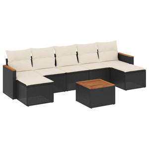 Set Divani da Giardino con Cuscini 8 pz Nero in Polyrattancod mxl 114324