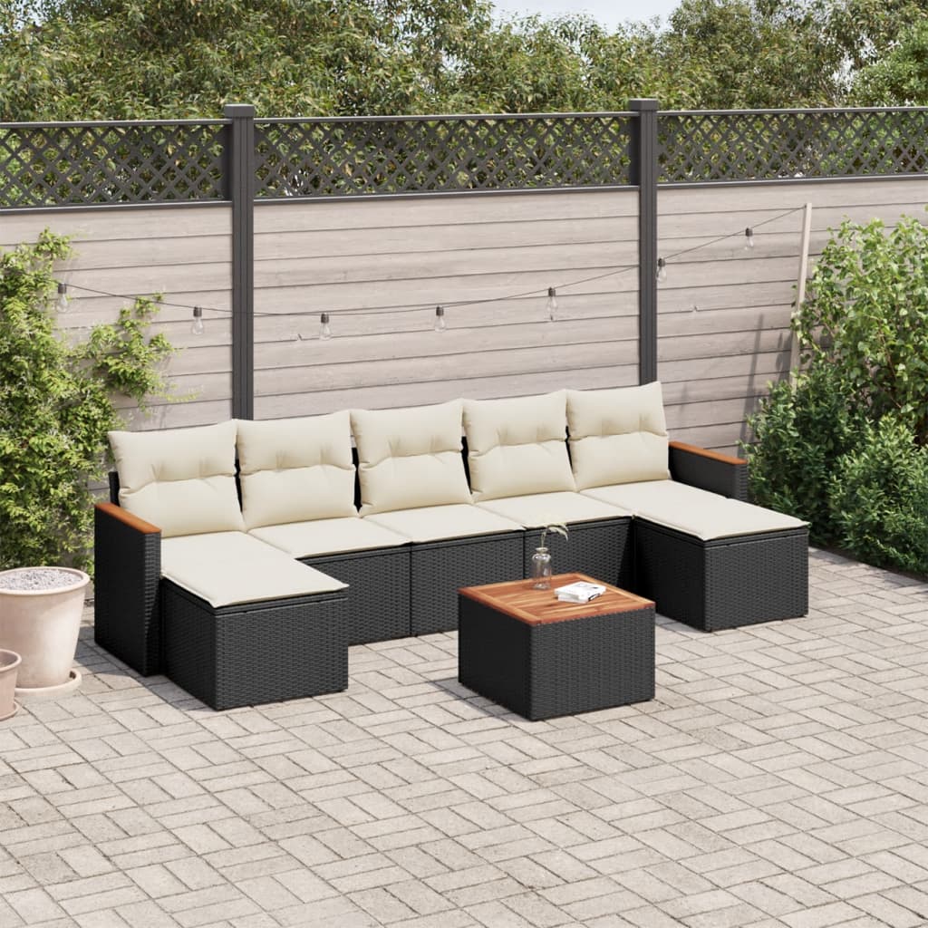 Set Divani da Giardino con Cuscini 8 pz Nero in Polyrattan 3258640