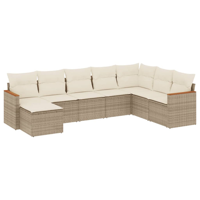 Set Divano da Giardino 8 pz con Cuscini Beige in Polyrattan 3258649