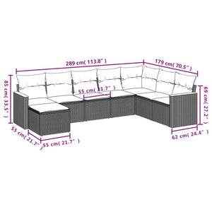 Set Divano da Giardino 8 pz con Cuscini Beige in Polyrattan 3258650