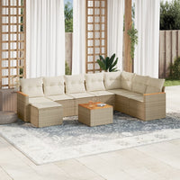 Set Divano da Giardino 9 pz con Cuscini Beige in Polyrattan 3258656