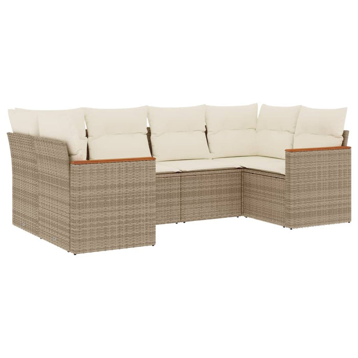 Set Divano da Giardino 6 pz con Cuscini Beige in Polyrattancod mxl 112567