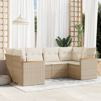 Set Divano da Giardino 6 pz con Cuscini Beige in Polyrattancod mxl 112567