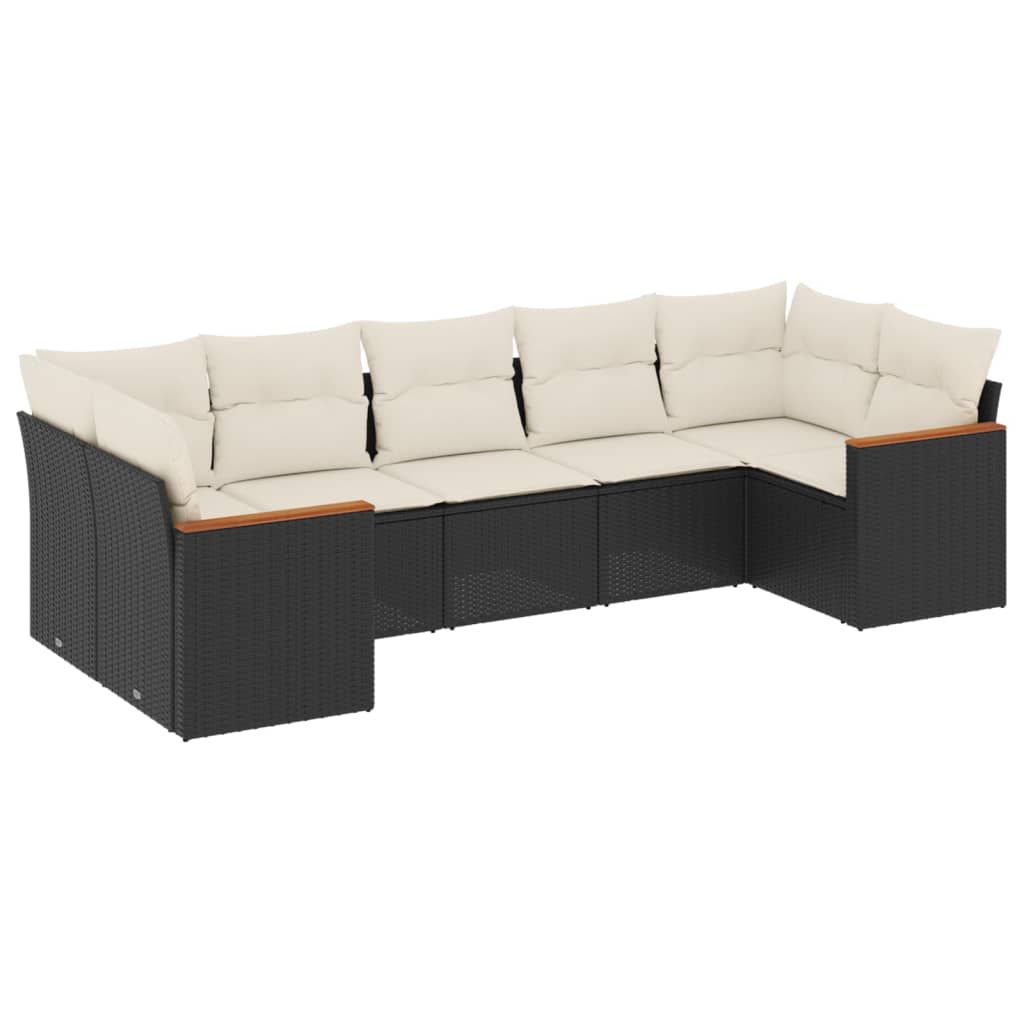 Set Divani da Giardino con Cuscini 7pz Nero Polyrattan 3258668