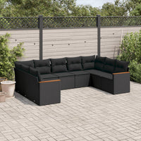 Set Divani da Giardino 9 pz con Cuscini Nero in Polyrattan 3258674