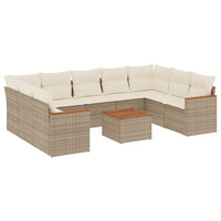 Set Divano da Giardino 10 pz con Cuscini Beige in Polyrattan 3258684