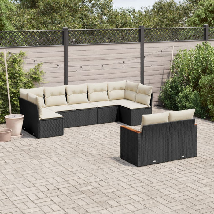 Set Divani da Giardino 9 pz con Cuscini Nero in Polyrattancod mxl 114312