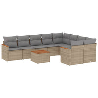 Set Divano da Giardino 10 pz con Cuscini Beige in Polyrattancod mxl 112465