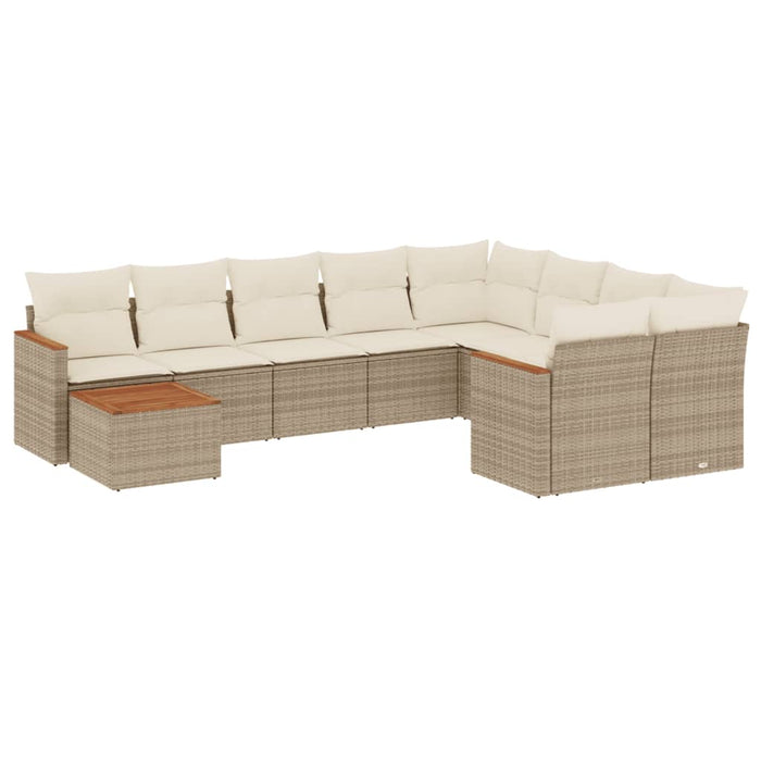 Set Divano da Giardino 10 pz con Cuscini Beige in Polyrattan 3258719