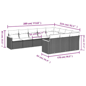 Set Divano da Giardino 10 pz con Cuscini Beige in Polyrattan 3258740