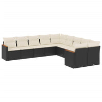 Set Divani da Giardino 10pz con Cuscini in Polyrattan Nero 3258752