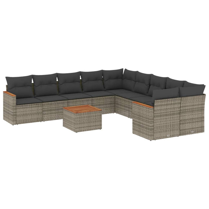 Set Divani da Giardino 11 pz con Cuscini in Polyrattan Grigio 3258763