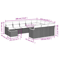 Set Divani da Giardino 11 pz con Cuscini in Polyrattan Grigiocod mxl 116309