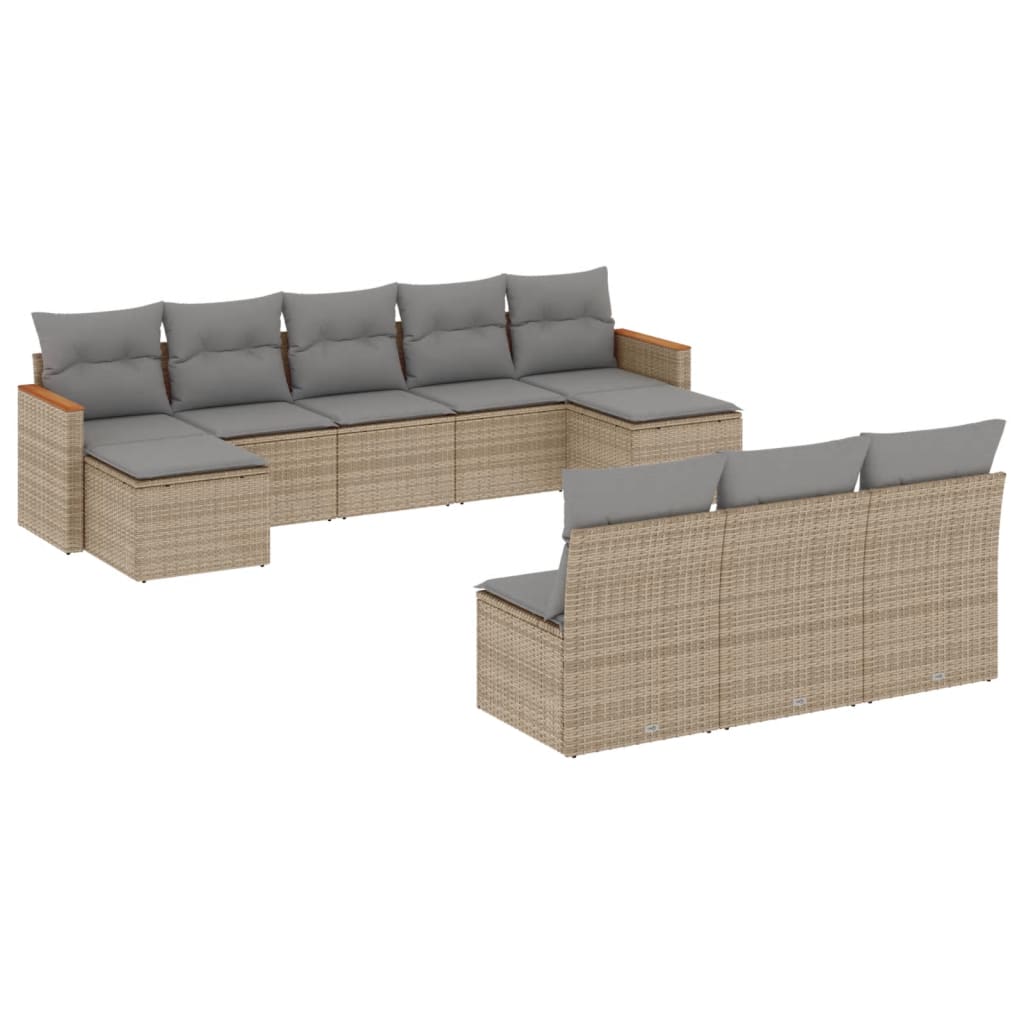 Set Divano da Giardino 10 pz con Cuscini Beige in Polyrattancod mxl 88452