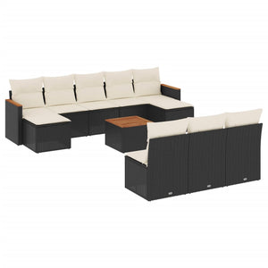 Set Divani da Giardino 11 pz con Cuscini in Polyrattan Nero 3258794