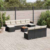 Set Divani da Giardino 11 pz con Cuscini in Polyrattan Nero 3258794