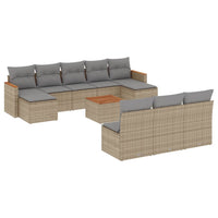 Set Divani da Giardino 11 pz con Cuscini Beige in Polyrattan 3258797