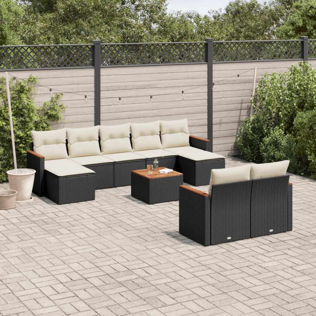 Set Divani da Giardino 10pz con Cuscini in Polyrattan Nerocod mxl 116254