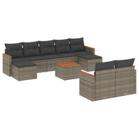 Set Divano da Giardino 10 pz con Cuscini Grigio in Polyrattan 3258812