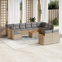 Set Divano da Giardino 13 pz con Cuscini Beige in Polyrattan 3258853