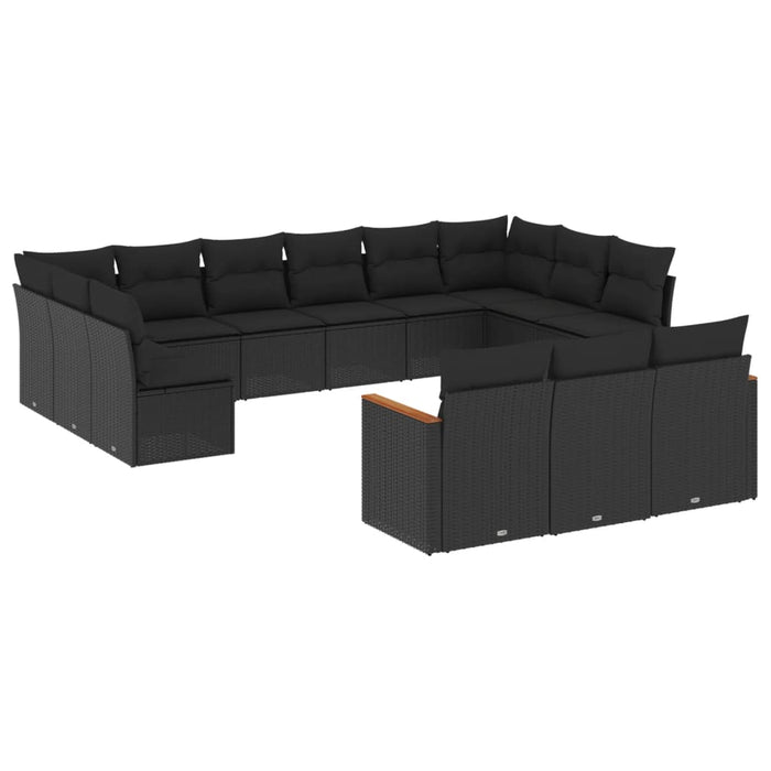 Set Divani da Giardino 13pz con Cuscini Nero in Polyrattancod mxl 88453