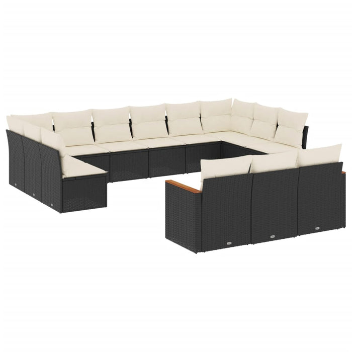 Set Divani da Giardino 13pz con Cuscini Nero in Polyrattancod mxl 112478