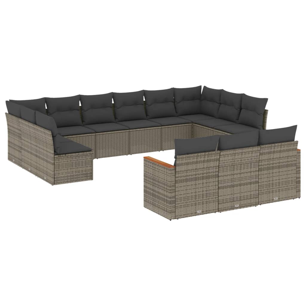 Set Divani da Giardino 13 pz con Cuscini Grigio in Polyrattancod mxl 92299