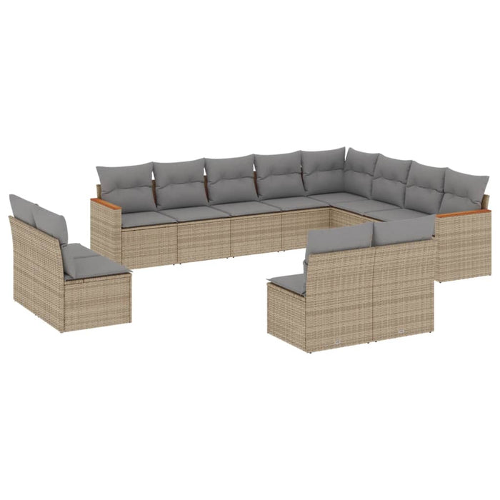 Set Divani da Giardino 12 pz con Cuscini Beige in Polyrattan 3258874