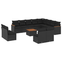 Set Divani da Giardino 13pz con Cuscini Nero in Polyrattancod mxl 88457